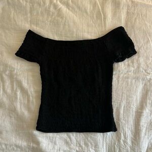 Brandy Melville black off the shoulder scrunched top